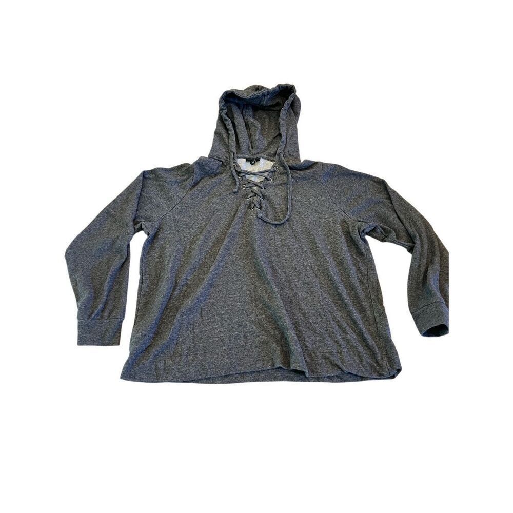 Torrid Super Soft Heather Gray Lace Up Hoodie Hooded Shirt Sweatshirt 1X 1